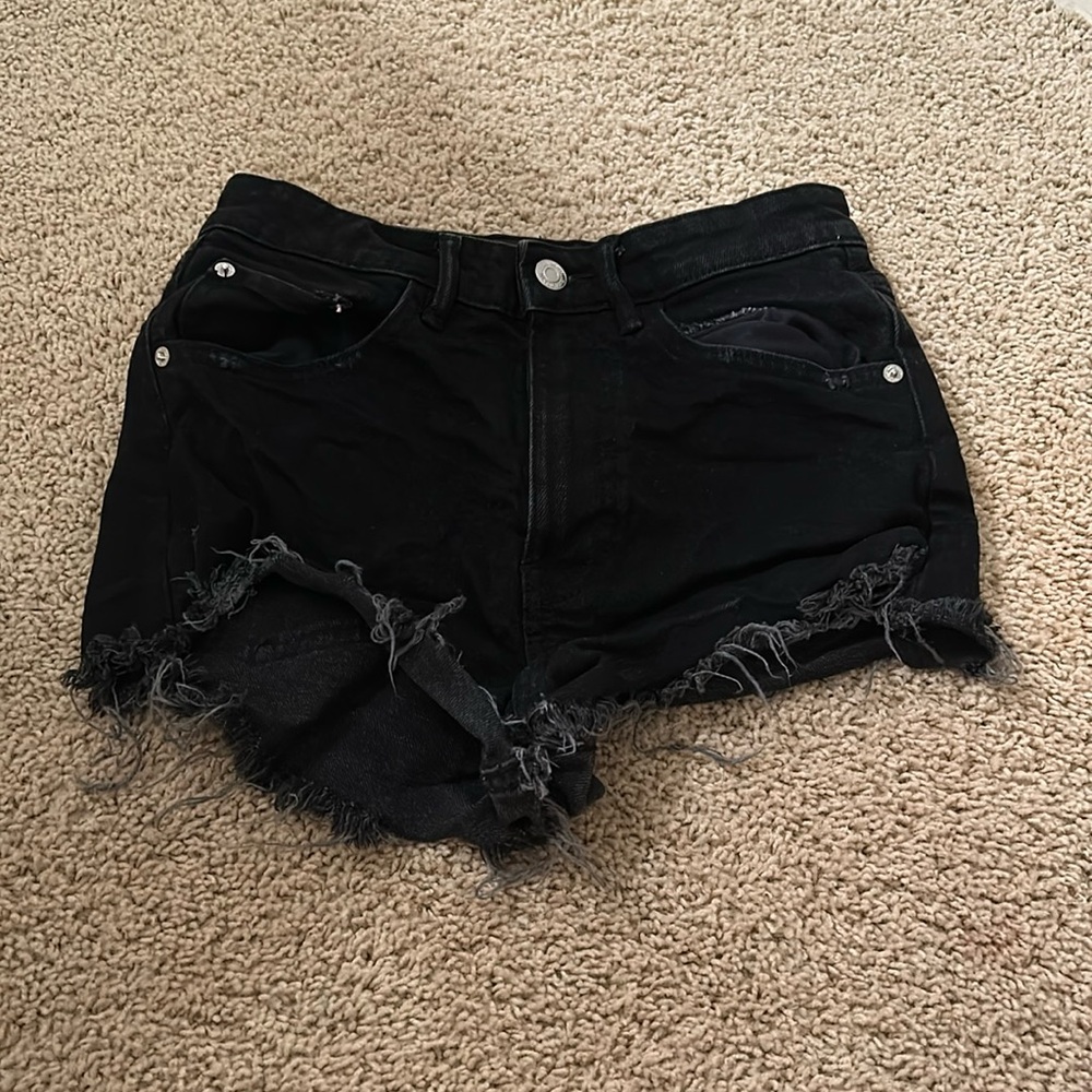 zara black jean shorts size 2